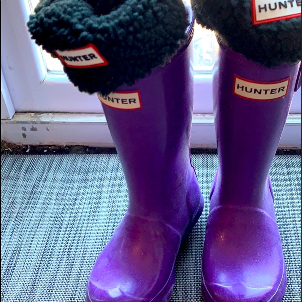 Girls Hunter Rain boot with socks size 10